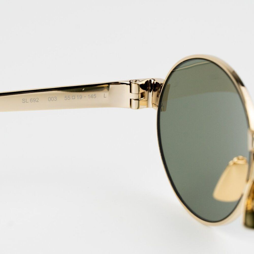 NEW Saint Laurent SL692 003 Gold Green Oval Men Sunglasses - Picture 14 of 15